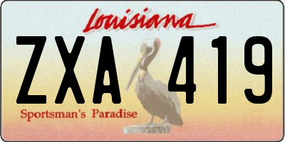 LA license plate ZXA419