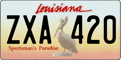 LA license plate ZXA420