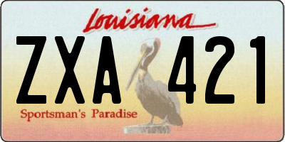 LA license plate ZXA421