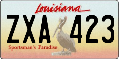 LA license plate ZXA423