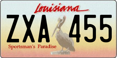 LA license plate ZXA455