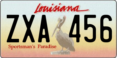 LA license plate ZXA456