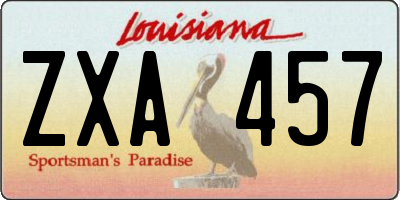 LA license plate ZXA457