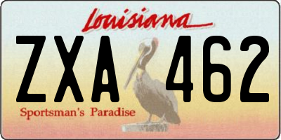 LA license plate ZXA462