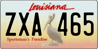 LA license plate ZXA465