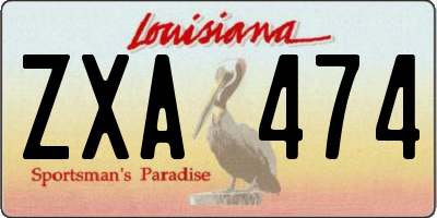 LA license plate ZXA474