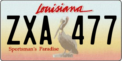 LA license plate ZXA477