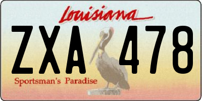 LA license plate ZXA478