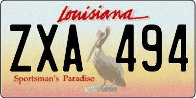 LA license plate ZXA494