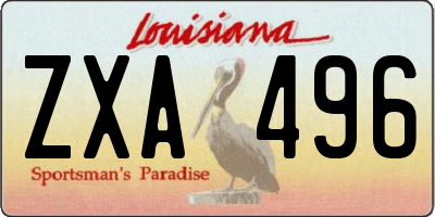 LA license plate ZXA496