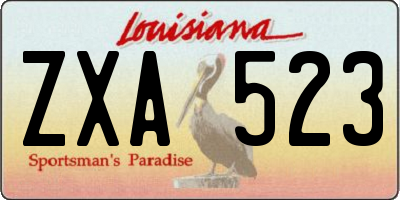 LA license plate ZXA523