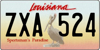 LA license plate ZXA524