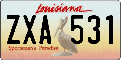 LA license plate ZXA531