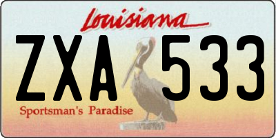 LA license plate ZXA533