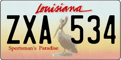 LA license plate ZXA534