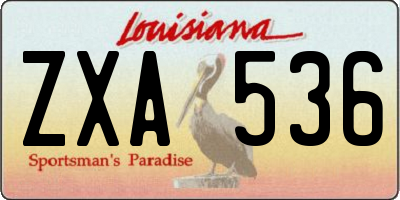 LA license plate ZXA536