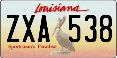 LA license plate ZXA538