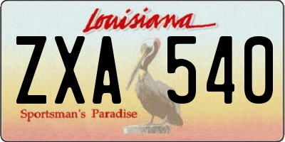 LA license plate ZXA540