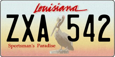 LA license plate ZXA542