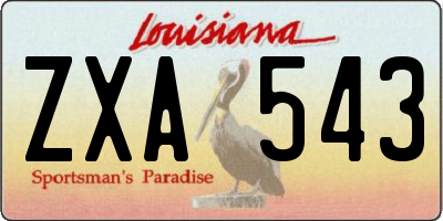 LA license plate ZXA543