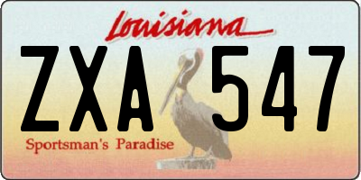 LA license plate ZXA547