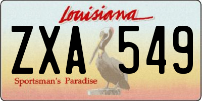LA license plate ZXA549