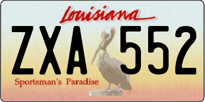 LA license plate ZXA552