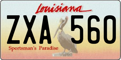 LA license plate ZXA560