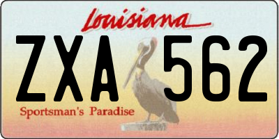 LA license plate ZXA562