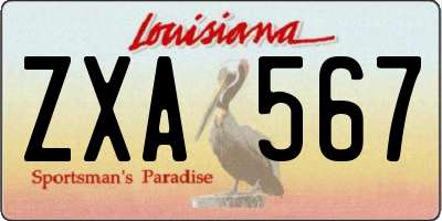 LA license plate ZXA567