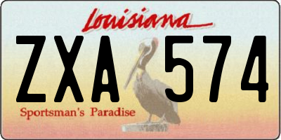 LA license plate ZXA574