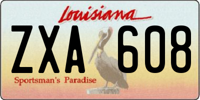 LA license plate ZXA608