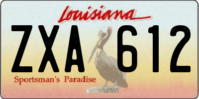 LA license plate ZXA612