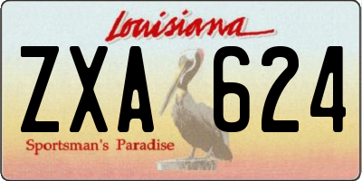 LA license plate ZXA624