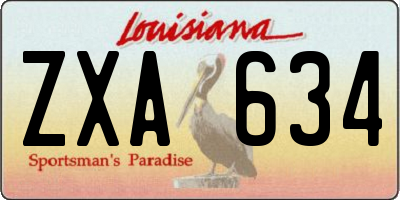 LA license plate ZXA634
