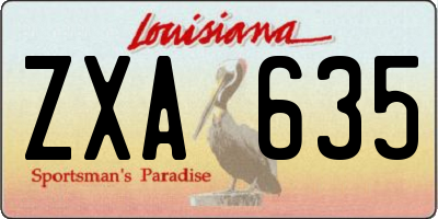LA license plate ZXA635