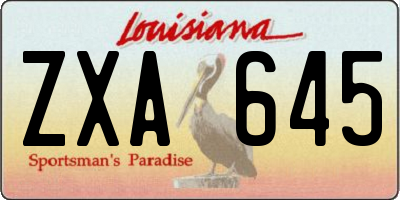 LA license plate ZXA645
