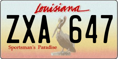 LA license plate ZXA647