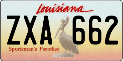 LA license plate ZXA662