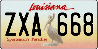 LA license plate ZXA668