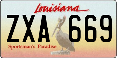LA license plate ZXA669