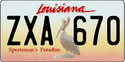LA license plate ZXA670