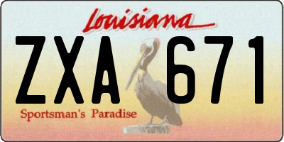 LA license plate ZXA671
