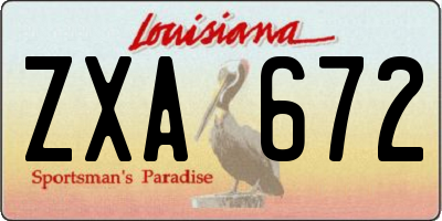 LA license plate ZXA672