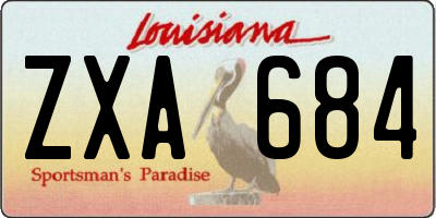 LA license plate ZXA684