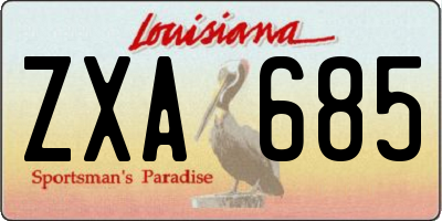 LA license plate ZXA685