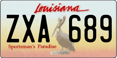 LA license plate ZXA689