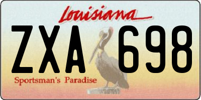 LA license plate ZXA698