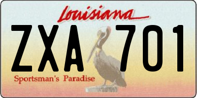 LA license plate ZXA701