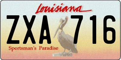 LA license plate ZXA716